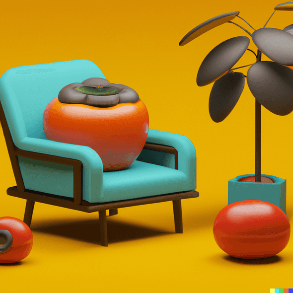 A persimmon fruit psychotherapist in a counseling room, 3D art