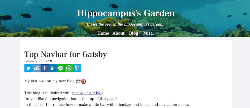 Top Navbar for Gatsby Blog | Hippocampus's Garden