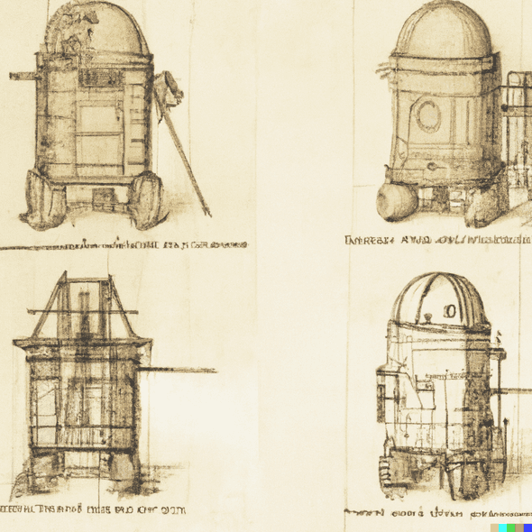 Early drawings of R2D2 by Leonardo Da Vinci