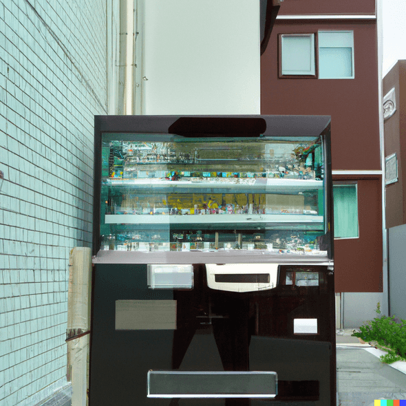 A vending machine selling jewelry in a residential area of Japan